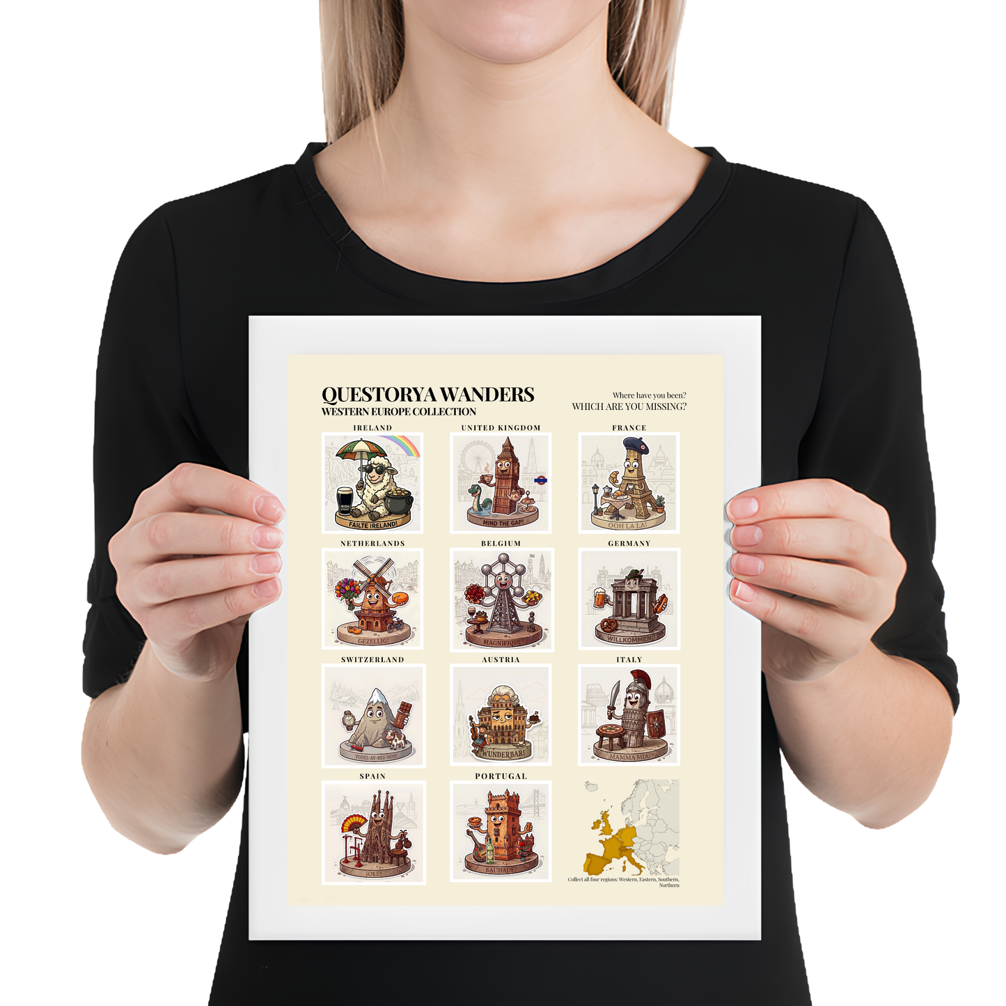 WORLD STAMPS BY QUESTORYA WANDERS — WESTERN EUROPE COLLECTION- Bright Theme