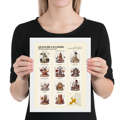 WORLD STAMPS BY QUESTORYA WANDERS — WESTERN EUROPE COLLECTION- Bright Theme