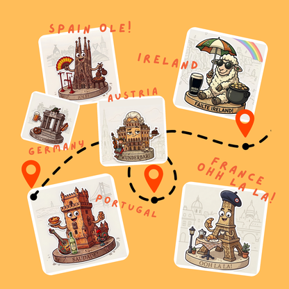 WORLD STAMPS BY QUESTORYA WANDERS — WESTERN EUROPE COLLECTION- Bright Theme